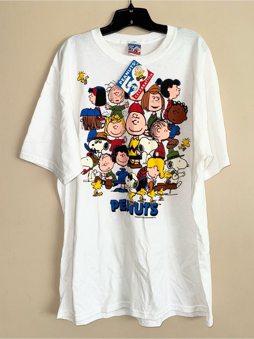 VINTAGE Peanuts Snoopy 50th Celebration Graphic T Shirt Size 2X Anvil NWT!